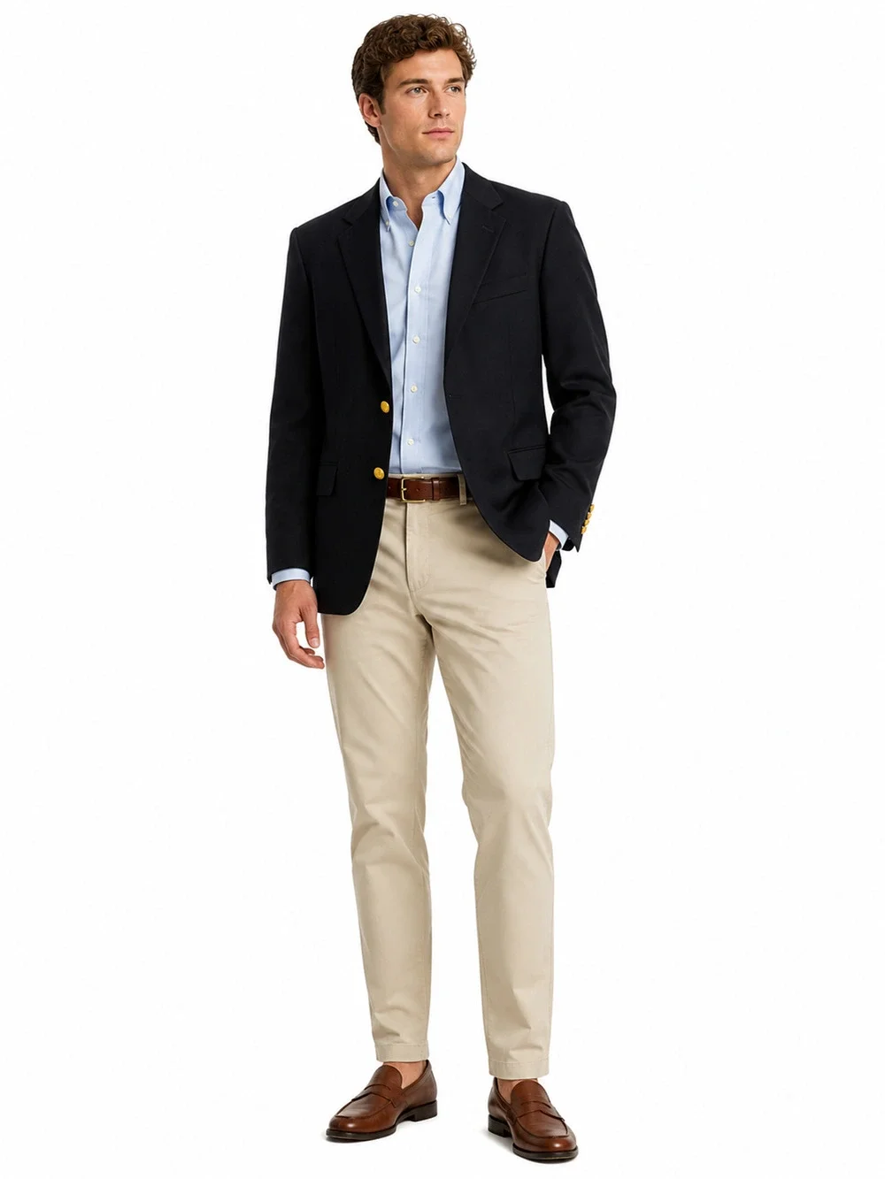 Banana Republic Gold Button USA Made Wool Black Preppy Blazer Suit Jacket 40 L